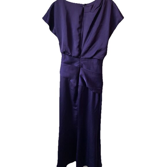 New $645 Halston Lissandra Draped Satin Trumpet Gown in Purple Size 4 - Picture 6 of 6